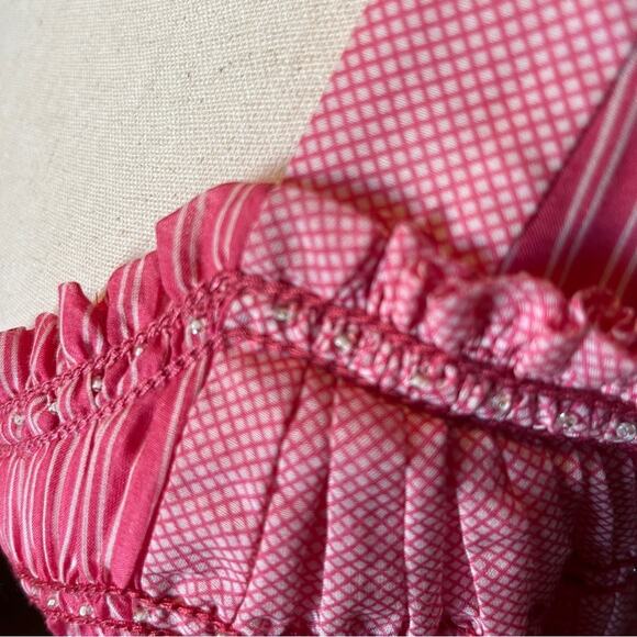 NWT Max Studio Cotton SILK Sleeveless Pink Smocked Beaded Bust Dress Sz M - Picture 4 of 15